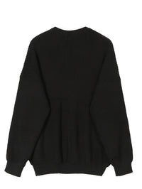 Schwarzer Strickpullover, Unisex, Oversize, Baumwolle, modisch, warm, Herbstmode.