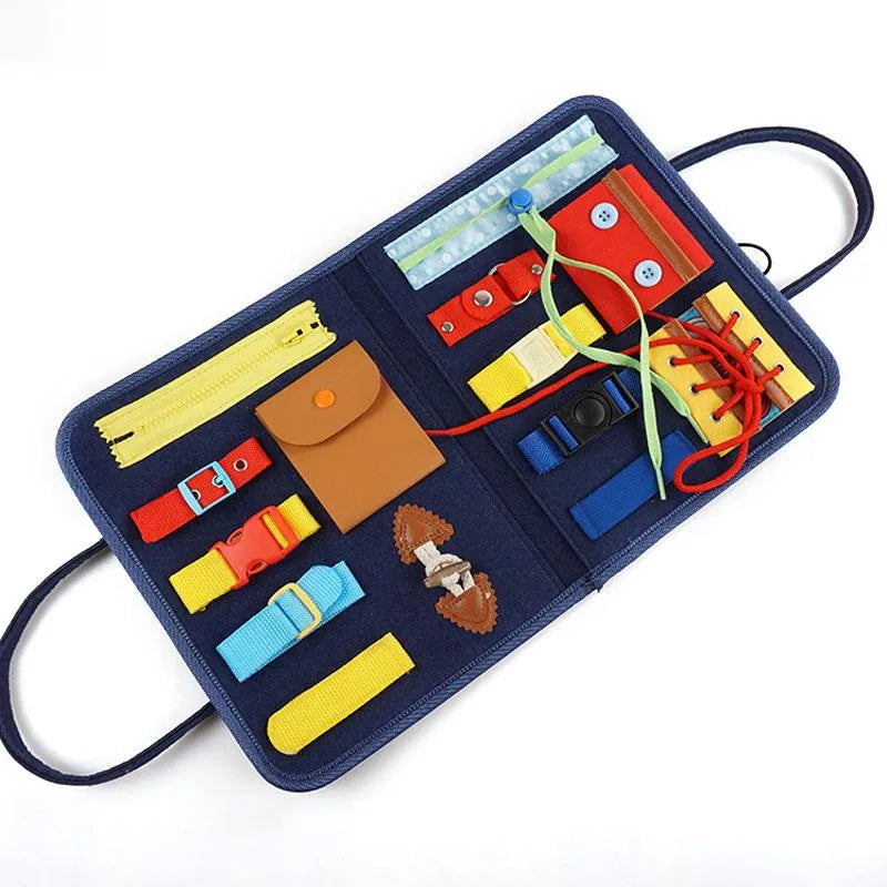 Motorik-Lernboard für Kinder mit Schnallen, Reißverschlüssen und Knöpfen – LernSpaß