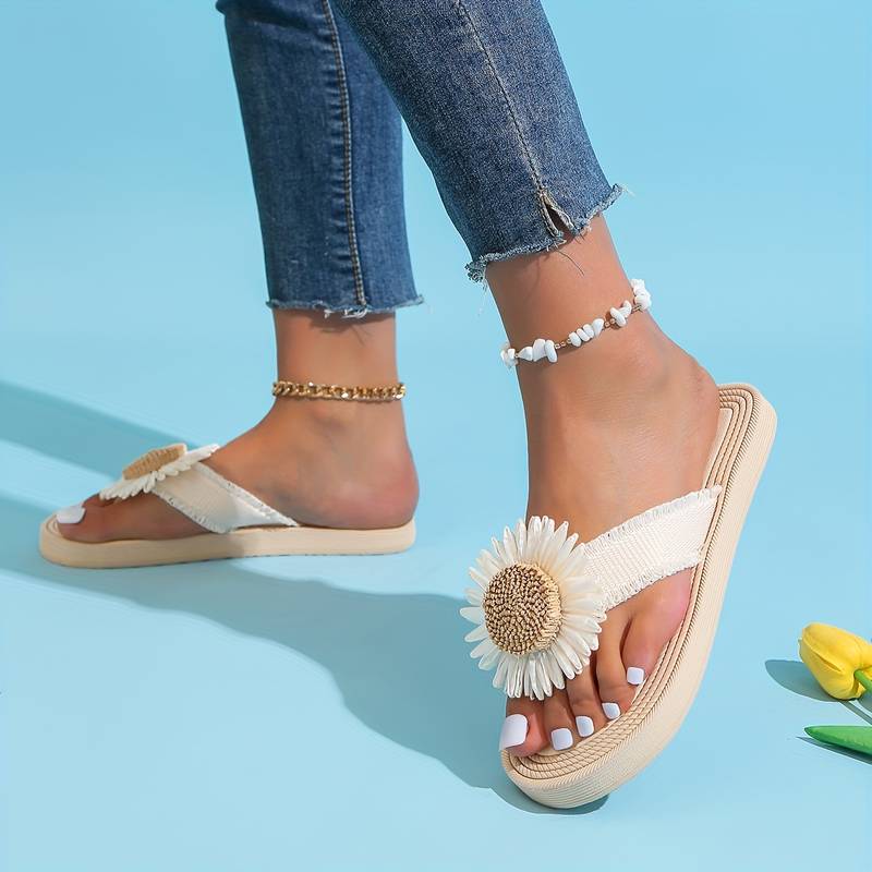 Boho Slip-On Sandalen mit Blumenmuster – Marivi