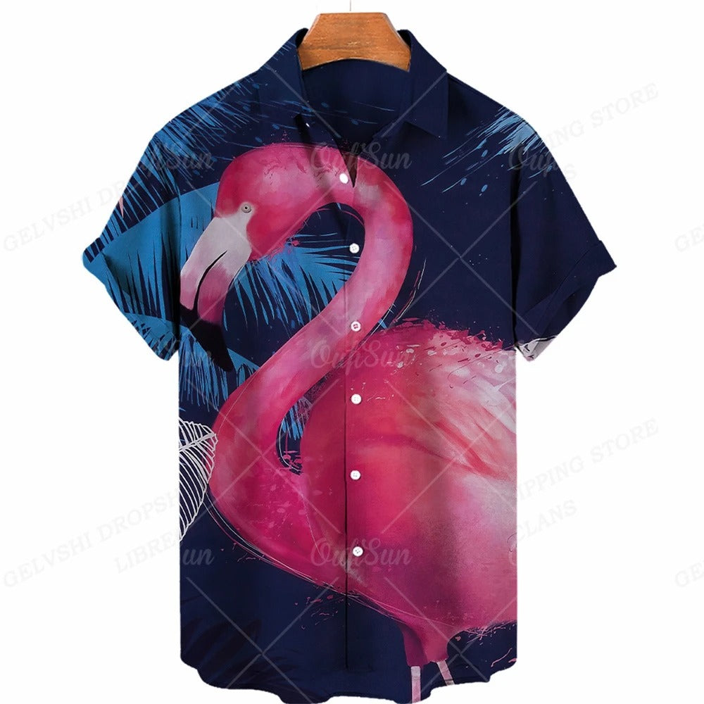 Tropisches 3D Flamingo Hemd – Kai