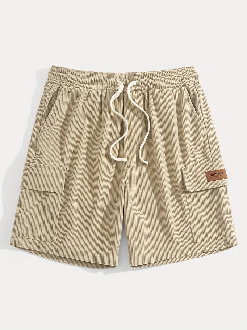 Trendige Beige Corduroy Cargo Sommerhose – Tobias