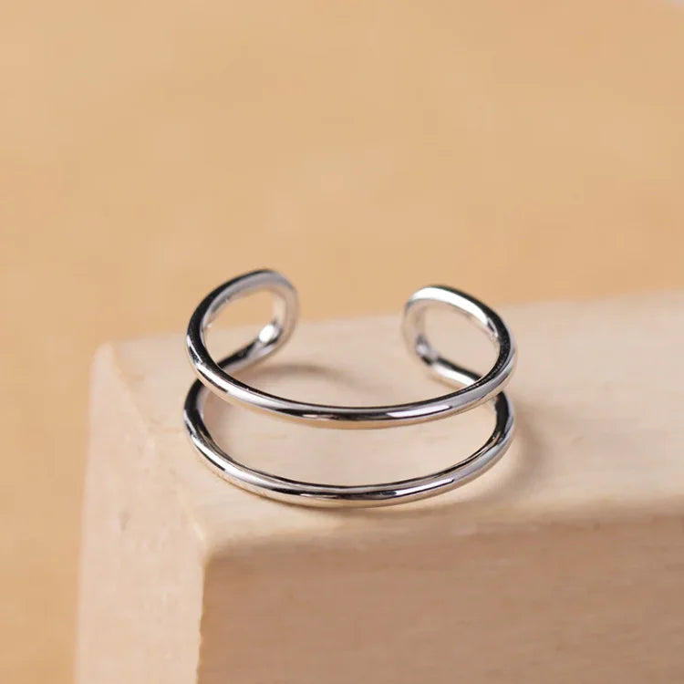 Silberner offener Ring, minimalistisches Design, verstellbar, Schmuck für Damen, Geschenkidee.