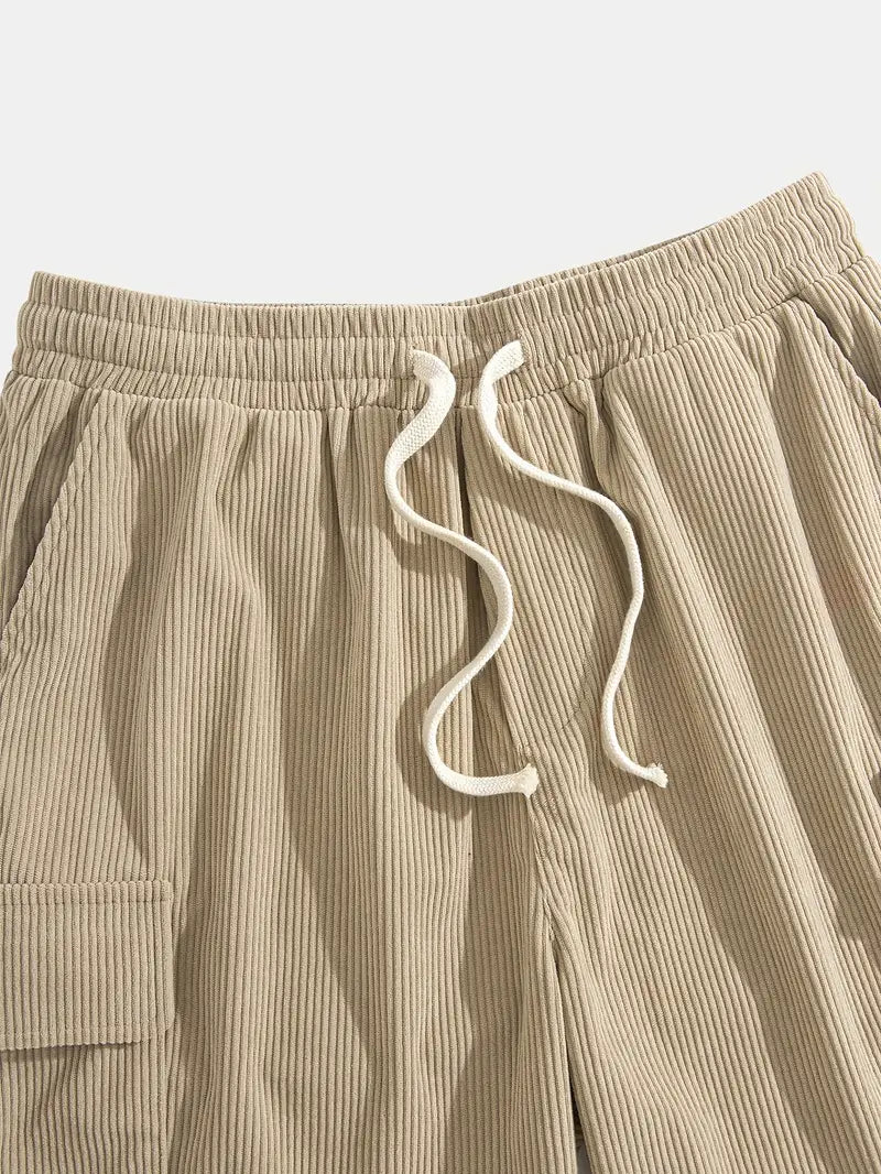 Trendige Beige Corduroy Cargo Sommerhose – Tobias