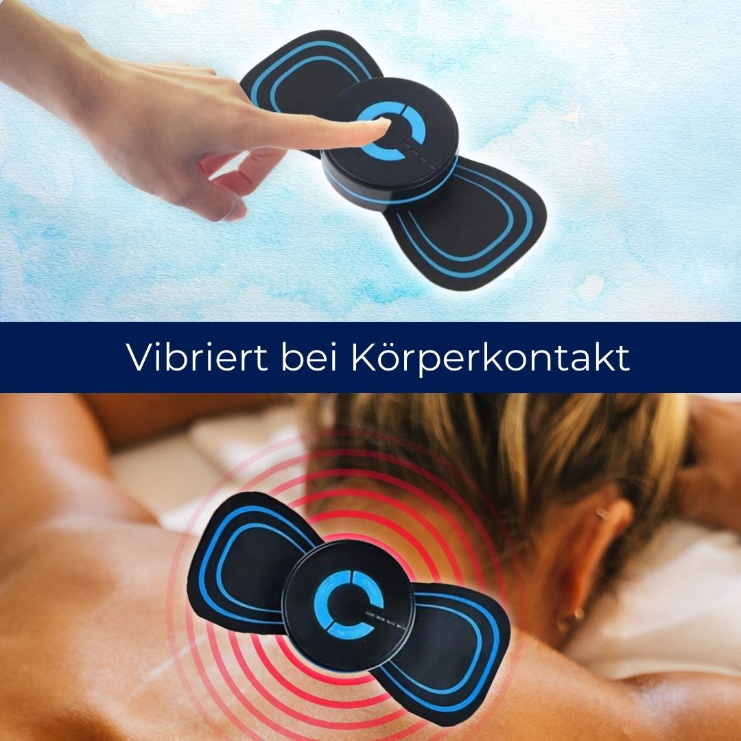 Schwarzer Massagegerät-Vibrator, tragbar, für Rückenentspannung, Körperkontakt aktiviert.