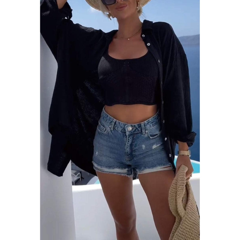 Leinen Damenbluse mit Knopfleiste – Marise