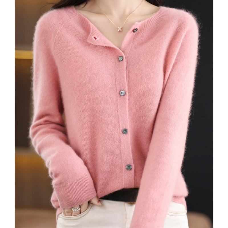 Damen Rundhals-Cardigan – Amalia Herbstzauber