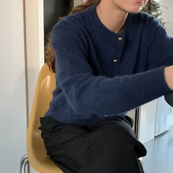 Herbstliche Gestrickte Damenweste mit Rundhalsausschnitt - Sophie