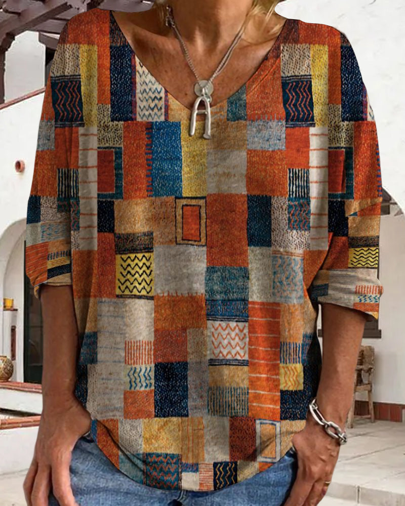 Herbstliches locker geschnittenes Baumwoll-Top – Amira