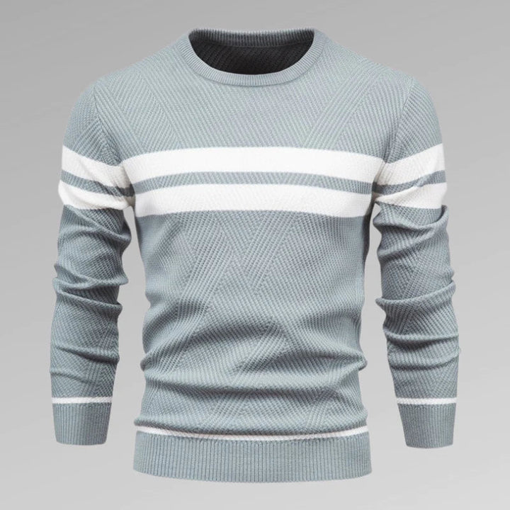 Herren Gestreifter Strickpullover mit Rundhalsausschnitt – Fabio