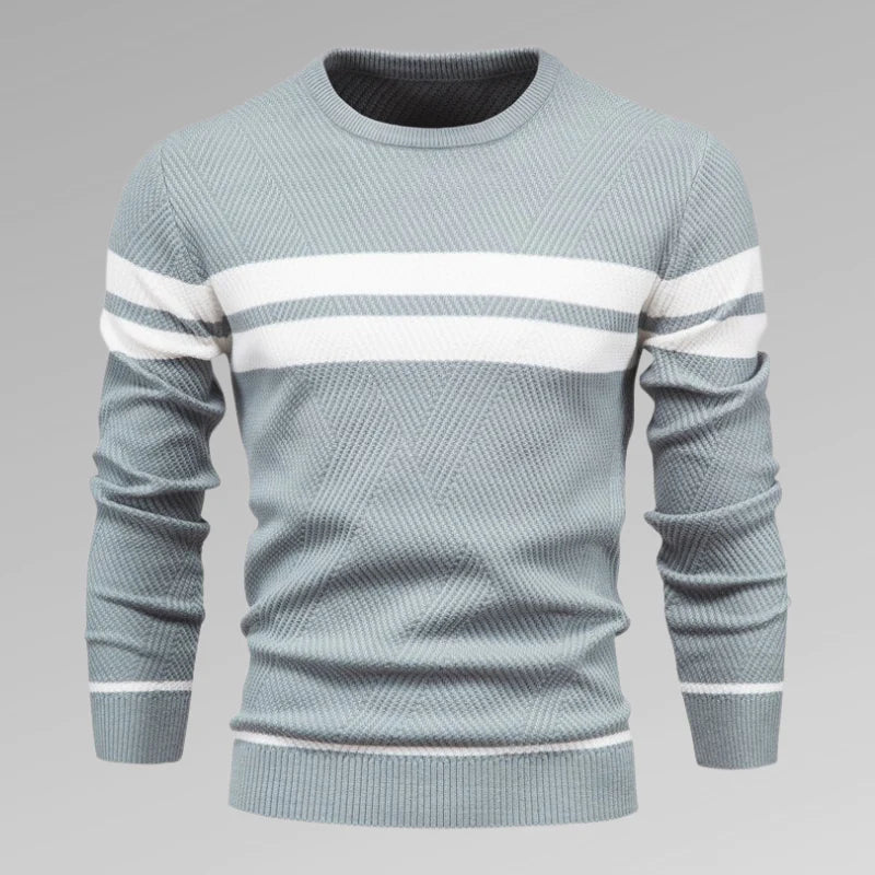 Herren Gestreifter Strickpullover mit Rundhalsausschnitt – Fabio