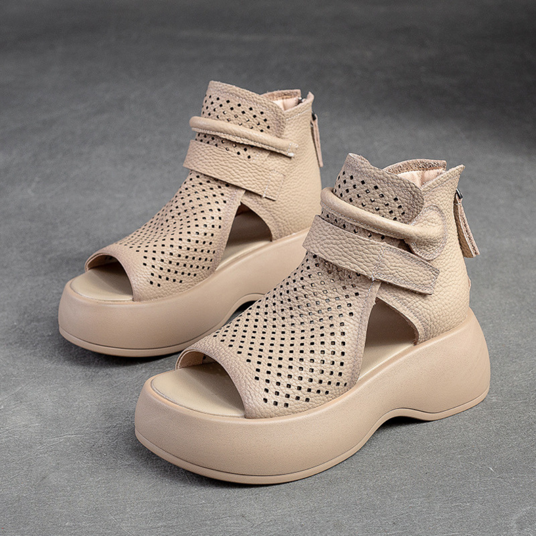 Orthopädische Leder-Sandalen Damen mit stoßdämpfender Sohle – Meike Herbstedition