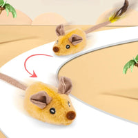 Plüsch-Mausspielzeug für Katzen, gelb, mit Federschwanz, interaktives Katzenspielzeug.