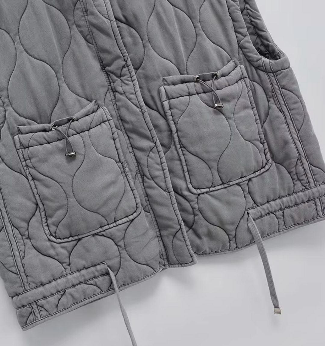 Graue Ärmellose Baumwollweste – Herbstzauber Thalia