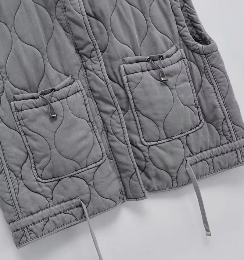 Graue Ärmellose Baumwollweste – Herbstzauber Thalia