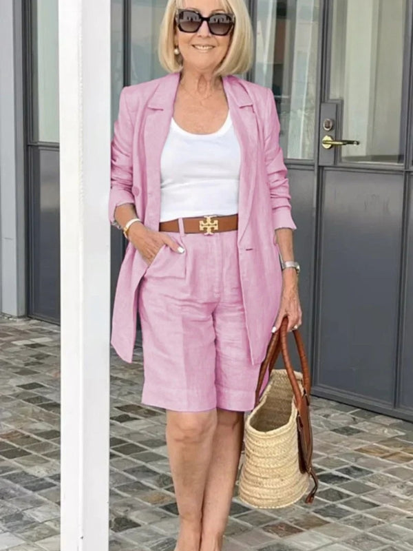 Trendy Damen Leinen Herbstanzug – Camille