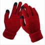 Rote gestrickte Touchscreen-Handschuhe, rutschfest, warm, Winterbekleidung, Unisex.