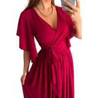 V-Ausschnitt Sommerkleid mit Bell Sleeves – Sofia