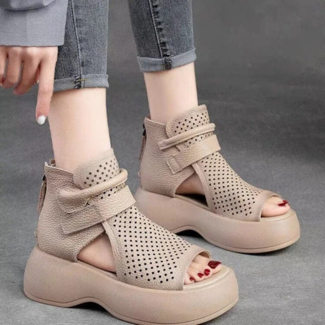 Orthopädische Leder-Sandalen Damen mit stoßdämpfender Sohle – Meike Herbstedition