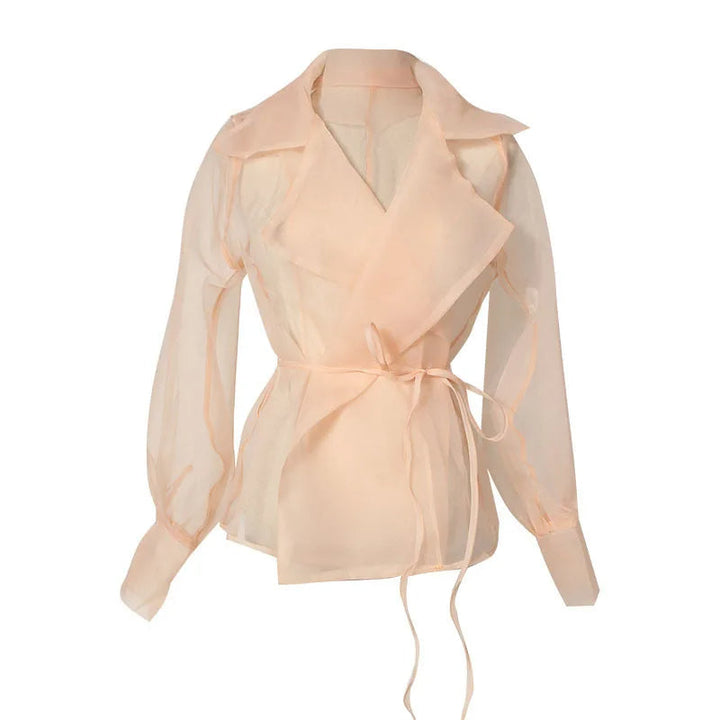 Zweiteiliges Chiffon Herbstoutfit mit Gürtel und Rock – Maurelle