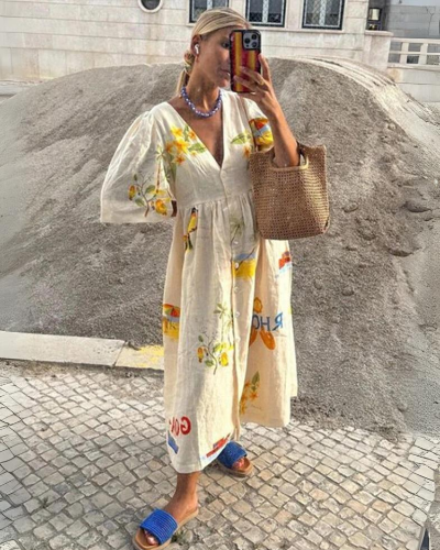 Übergroßes V-Ausschnitt-Sommerkleid – Amara