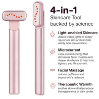 4-in-1 Hautpflegegerät, rosa, LED, Mikrostrom, Massage, Wärme, Anti-Aging, Faltenreduktion