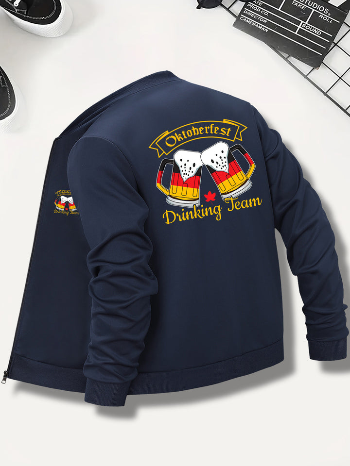 Herren Bomberjacke mit Bier-Print & Reißverschluss – Matthias Oktoberfest 2025