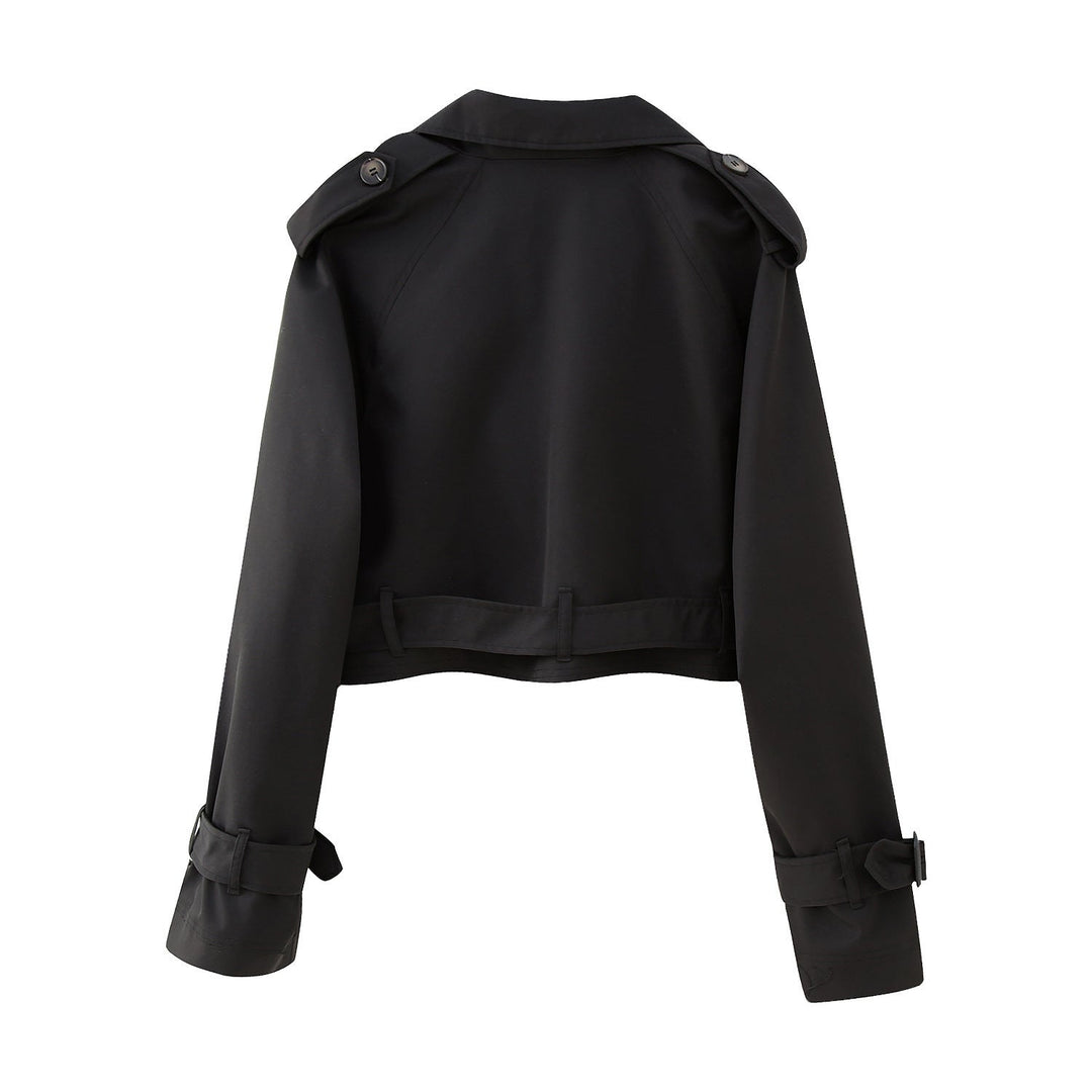 Herbstlicher Trendiger Kurzer Damen-Trenchcoat mit Gürtel – Amelie