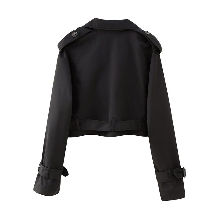 Herbstlicher Trendiger Kurzer Damen-Trenchcoat mit Gürtel – Amelie