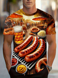 Herren Kurzarm T-Shirt mit BBQ- & Bier-Print – Karl Oktoberfest 2025
