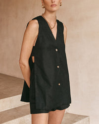 Damen Zomerset mit ärmellosem Gilet und Hochbundshorts – Sylvie