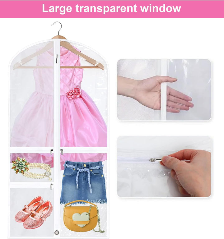 Faltbare Herbst-Tanz-Kleidersäcke mit Reißverschluss-Zubehörtaschen – 5er-Pack (2 zum Preis von 1)