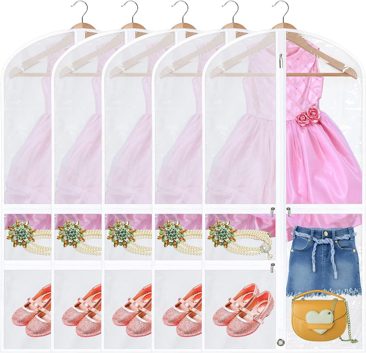 Faltbare Herbst-Tanz-Kleidersäcke mit Reißverschluss-Zubehörtaschen – 5er-Pack (2 zum Preis von 1)