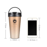 500ml isolierter Reisebecher, doppelwandig, auslaufsicher, Edelstahl, Thermoskanne, beige.