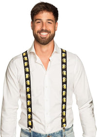 Trachten-Hosenträger schwarz mit Bierkrug-Motiv – ProstClip Oktoberfest 2025