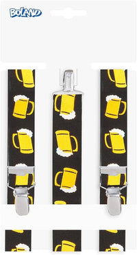 Trachten-Hosenträger schwarz mit Bierkrug-Motiv – ProstClip Oktoberfest 2025