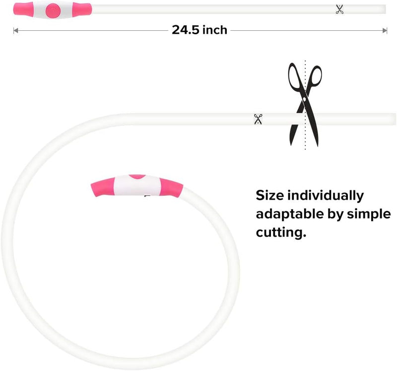 Flexibler, zuschneidbarer Trinkhalm aus Silikon, 24,5 Zoll, weiß mit rosa Akzenten.