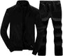 Schwarzer Herren-Trainingsanzug, Jacke und Hose, Sportbekleidung, Freizeitmode.