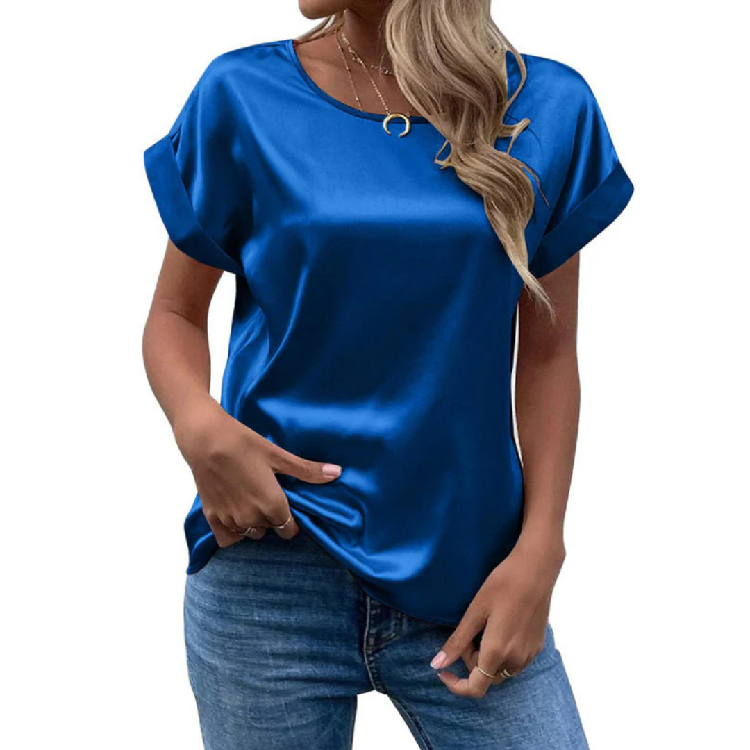 Satiniertes Trendshirt mit lockerem Schnitt für Damen – Leona