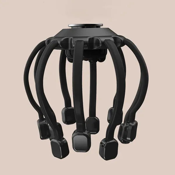 Schwarzer Kopfhaut-Massagegerät, elektrisches Kopf-Massagegerät, Entspannung, Stressabbau.