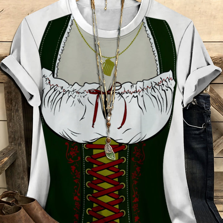 Damen Kurzarm T-Shirt im Dirndl-Look – Anna Oktoberfest 2025