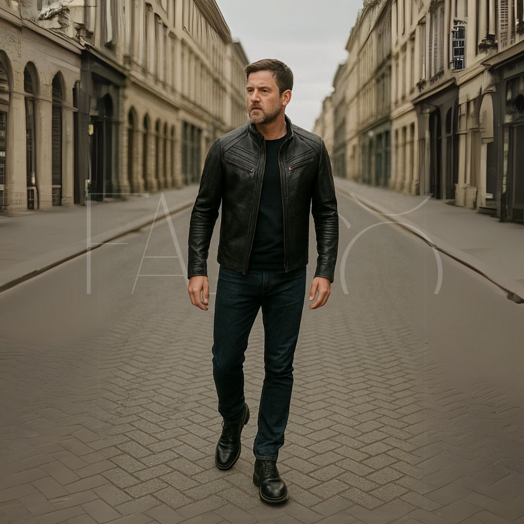 Herren-Lederjacke mit abnehmbarer Kapuze – Herbstedition Marcellus