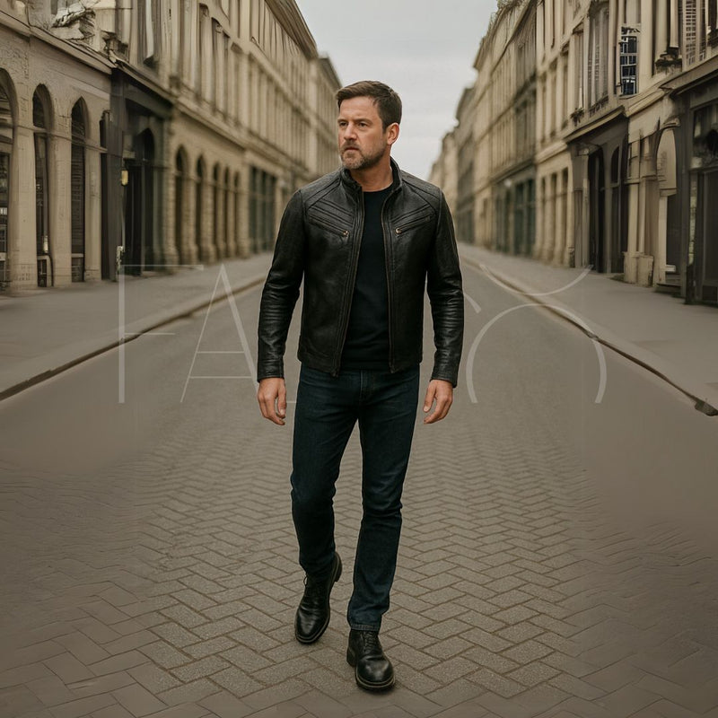 Herren-Lederjacke mit abnehmbarer Kapuze – Herbstedition Marcellus