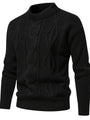 Schwarzer Herren Strickpullover, Zopfmuster, warm, modisch, Wintermode, Baumwolle.