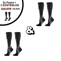 Schwarze Kompressionsstrümpfe, 2er-Pack, Angebot, Sport, Unisex, atmungsaktiv, Knielang