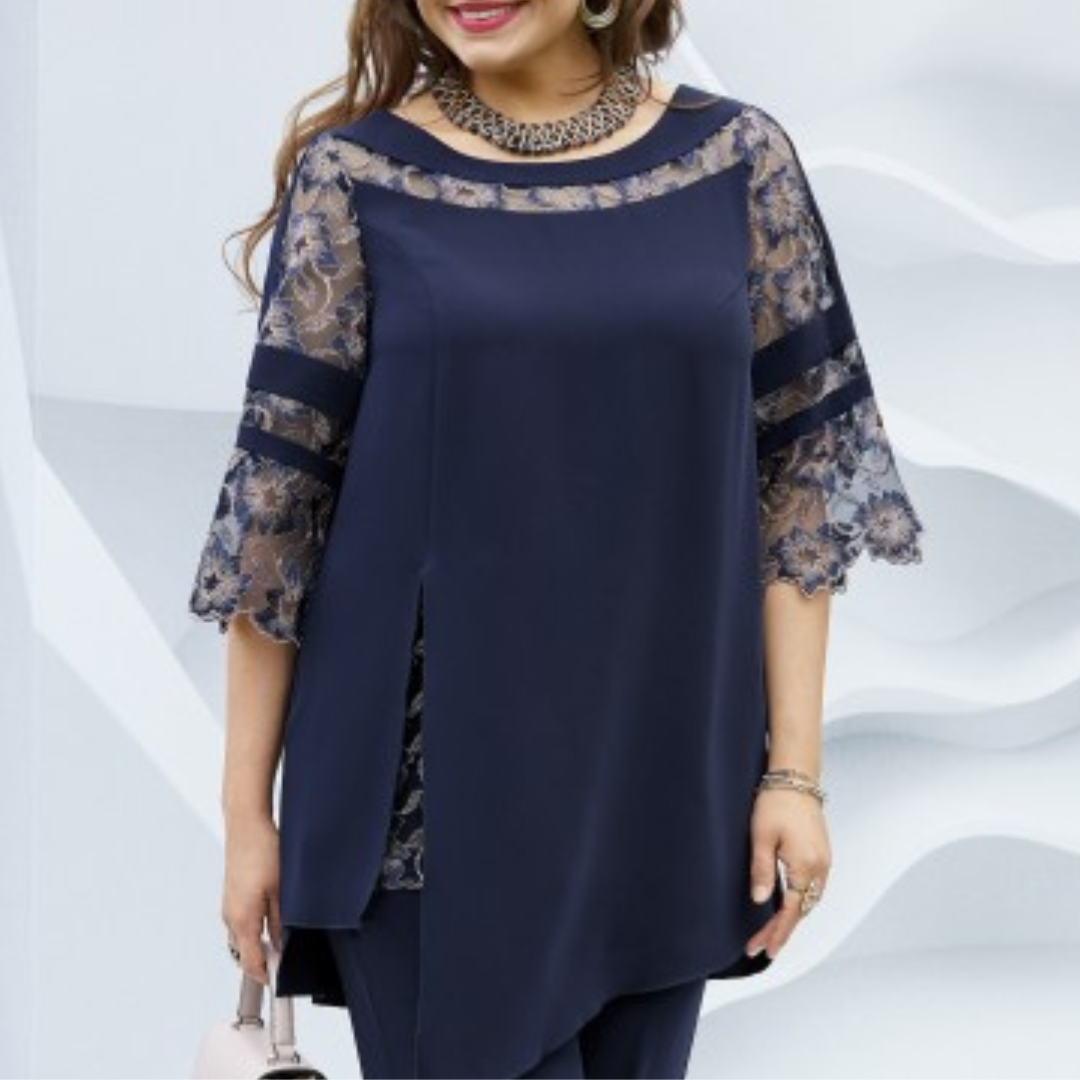 Zweiteiliges Damen-Set im Herbst-Dunkelblau – Isaline