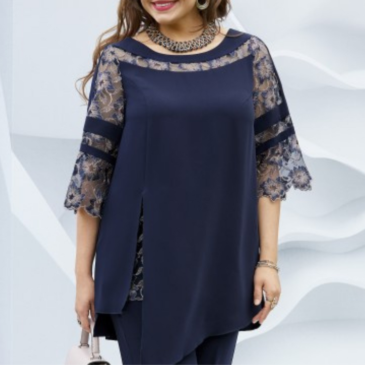 Zweiteiliges Damen-Set im Herbst-Dunkelblau – Isaline