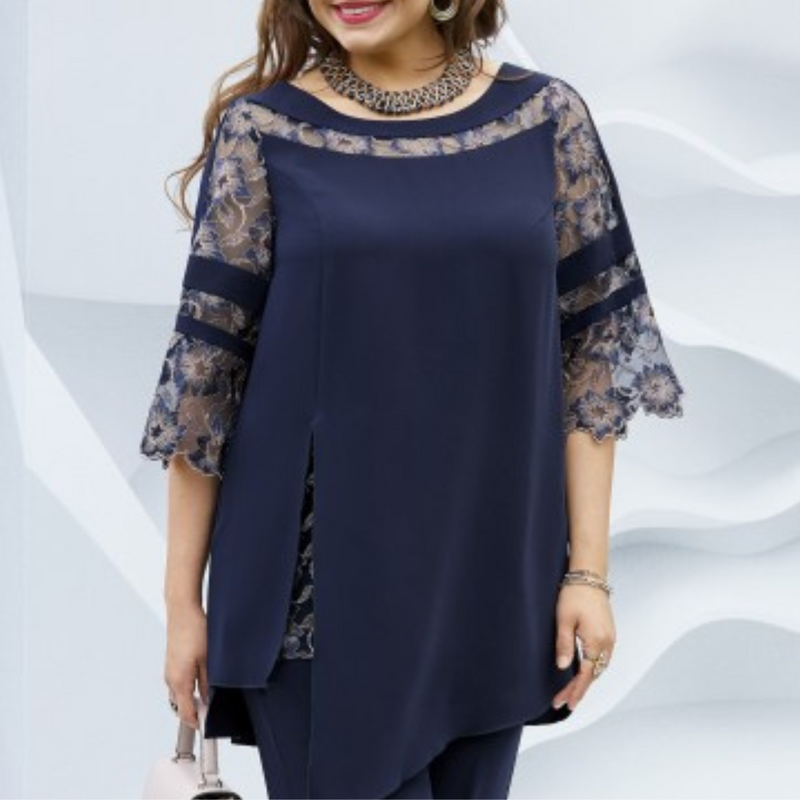 Zweiteiliges Damen-Set im Herbst-Dunkelblau – Isaline