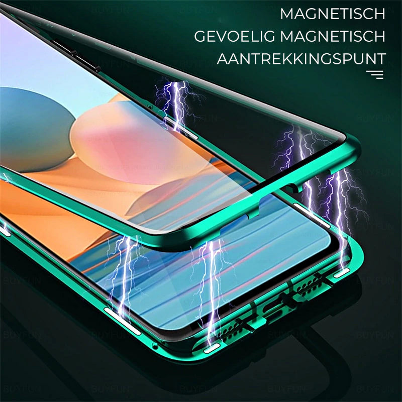 Grünes magnetisches Handyhülle, doppelseitig, stoßfest, für iPhone, mit Blitz-Effekt.
