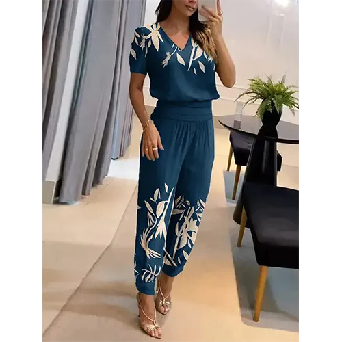 Trendiger Damen Jumpsuit mit Kurzarm & weitem Bein – Alina