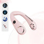 Rosa tragbarer Nackenventilator, USB-aufladbar, leise, für Reisen und Sport.